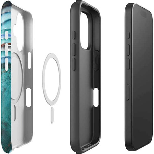 Turquoise Watercolor Geode iPhone 16 Plus Magsafe Impact Case